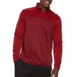 Tek Gear Warm Tek 1/4 Zip Red Long Sleeve‎ Pullover Sweatshirt Mens Size L